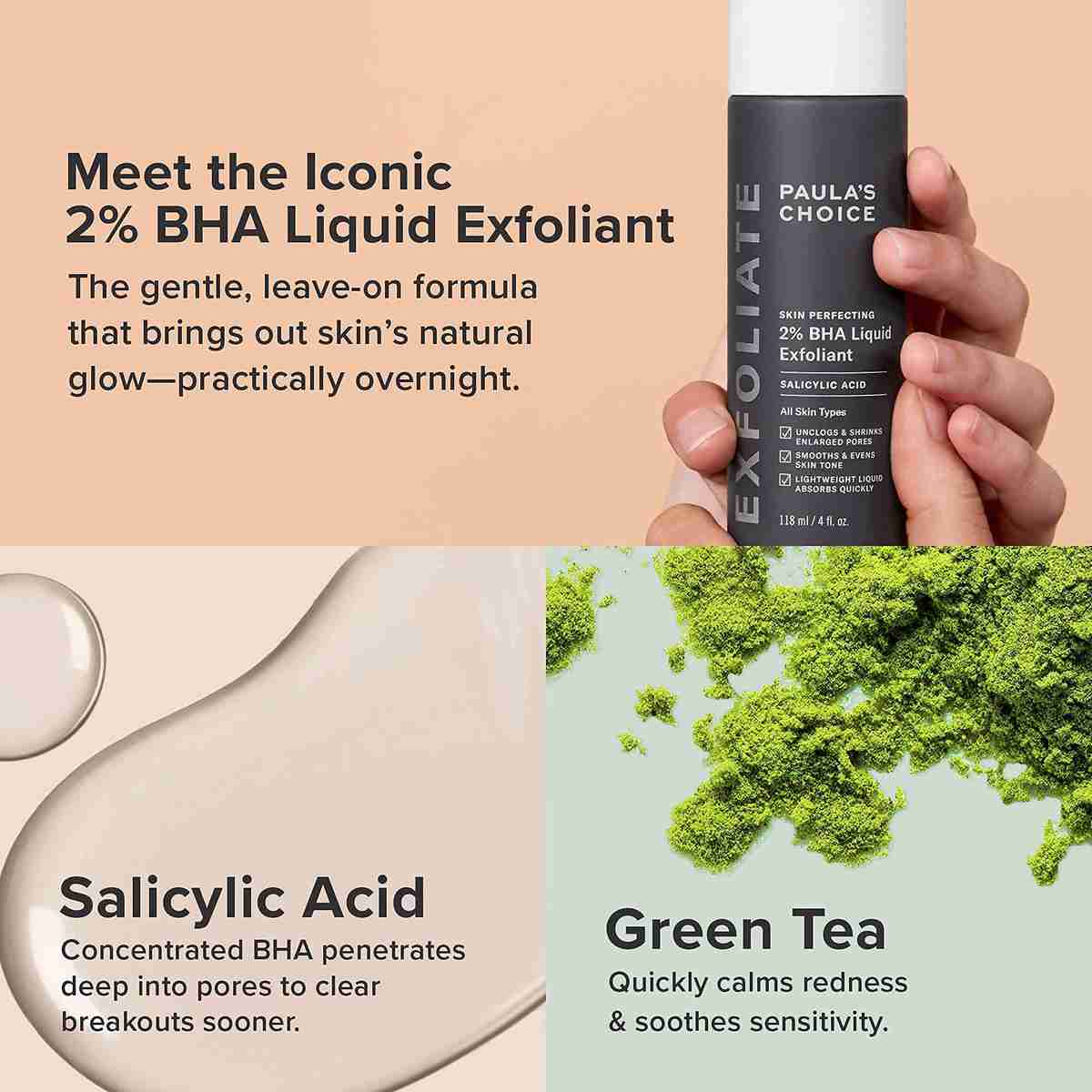 Paulas Choice Skin Perfecting 2 BHA Liquid Exfoliant - Salicylic Acid Peel for Face - Blackhead, Whitehead & Blemish Exfoliator - Combination to Oily & Acne Prone Skin - 118 ml