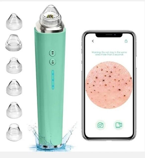 (White) Blackhead Remover Vacuum WIFI Visible Facial Pore Cleanser with HD Camera Pimple Acne Comedone Extractor Rechargeable Electric Black Head Suction Tool