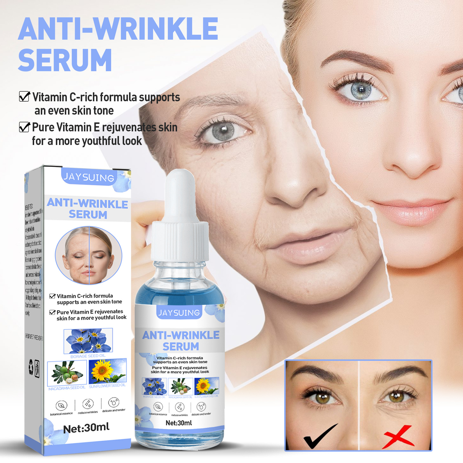 Anti Aging Remove Wrinkle Serum Oil Serum Collagen Lifting Firming Tightening Serum Collagen Serum Improves Elasticity Plumps Sagging Skin Care
