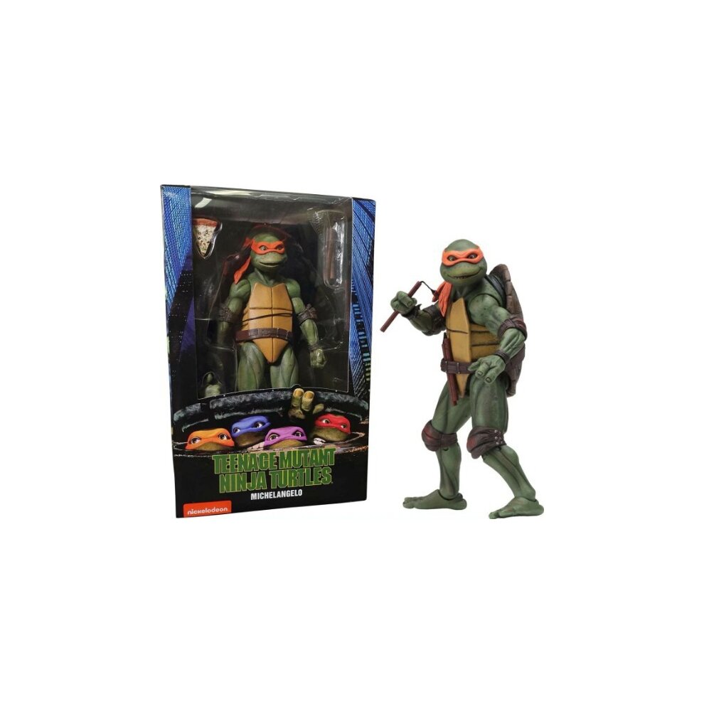 (Michelangelo) NECA Teenage Mutant Ninja Turtles 1990 Movie TMNT Action Figure Movie Theme Toy Gift for Boys and Fans