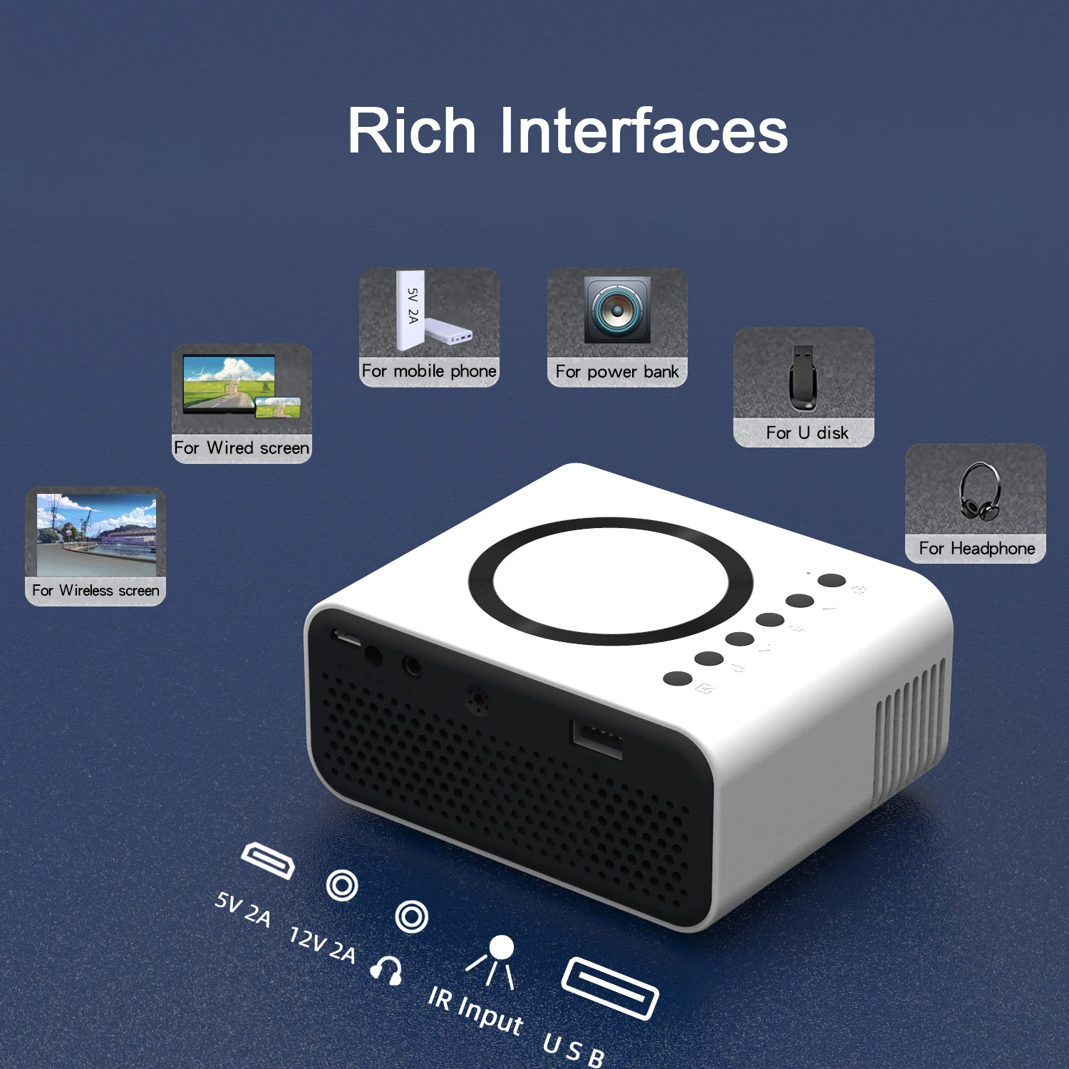 Small Projector Connected to Mobile Phone Portable Suitable for Home High-definition Projection