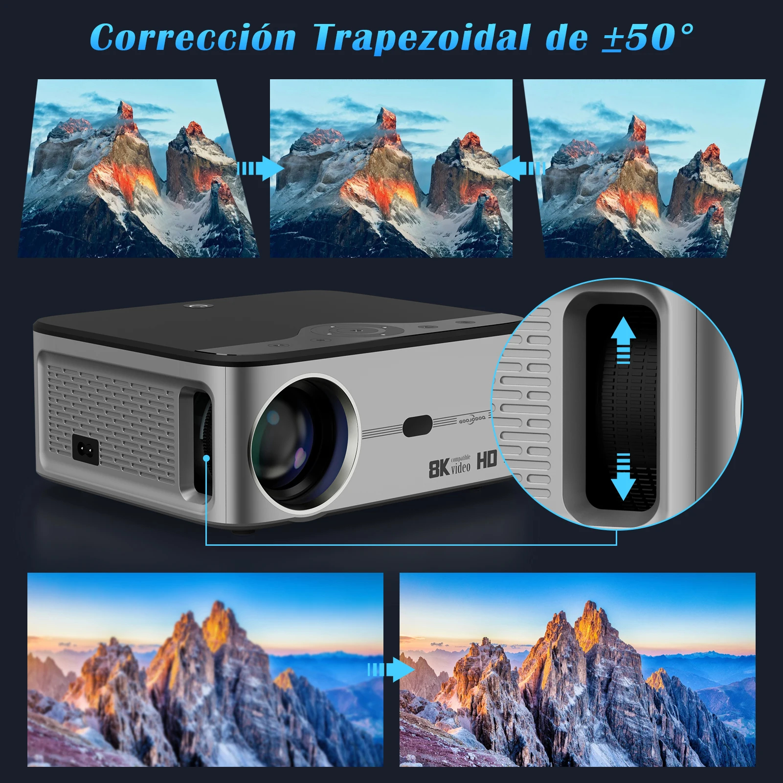 1080P Bluetooth Projector 4K 8K 200Screen WiFi HDMI USB LED Android Home Theater Cinema