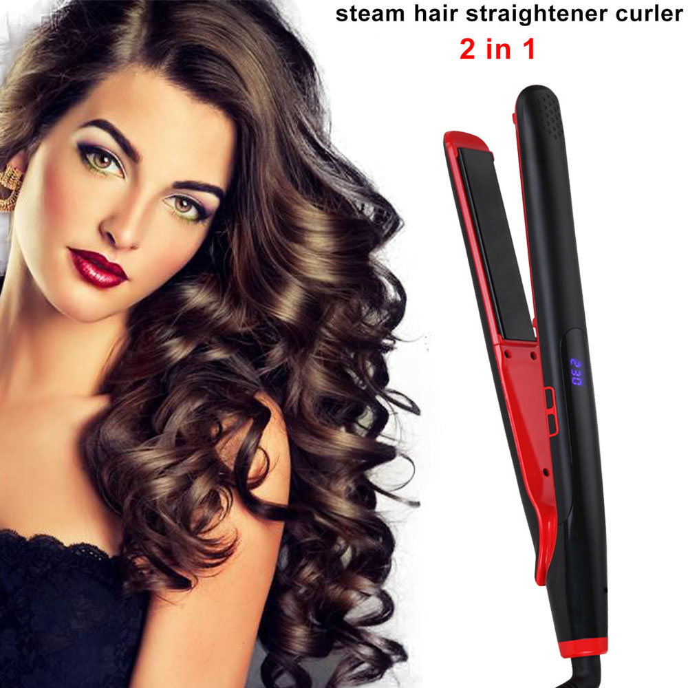 Hair Straightener and Hair Curler Curling Iron Curler Tool 2 IN 1 Professional Fast Heating