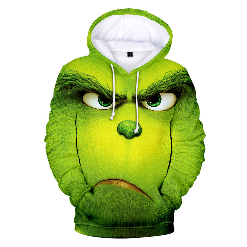 The Grinch  Hoodie Christmas Costume 3D Printed Snowman Reindeer Socking Cats Long Sleeve Jumper