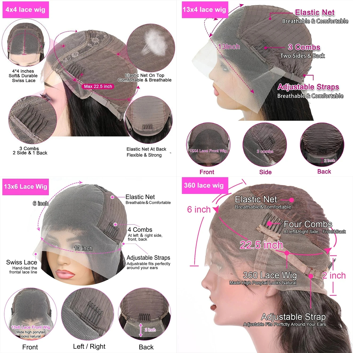 (18 inches) 360 Full HD Lace Frontal Wig Bone Straight Transparent Lace Front Wigs Human Hair Lace Closure Wig