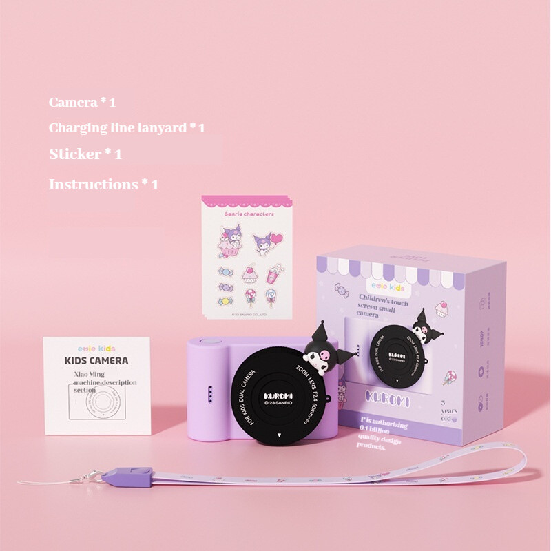 (Blue) Hello Kitty Kuromi Retro Camera For Kids Cartoon Cute Pink Digital Kuromi Camera For Kids Selfie Small Dslr C5-1 In Stock