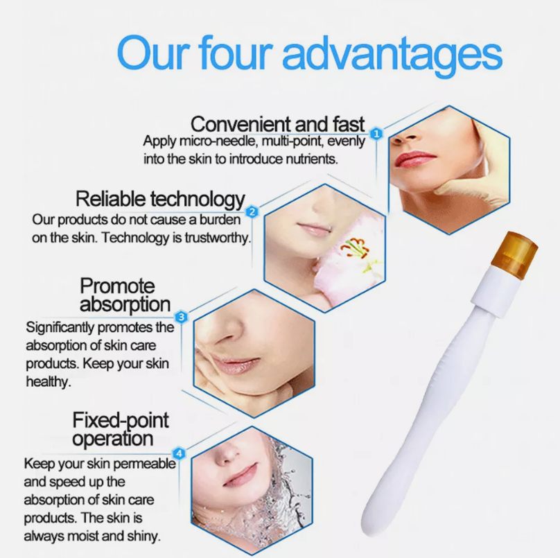 (0.2mm) DRS 40 Needle Titanium Derma Stamp Micro Needling Professional Therapy System Seal Needle for Face Skin Care Scalp Hair Beard Growth Beauty Equipment Tool