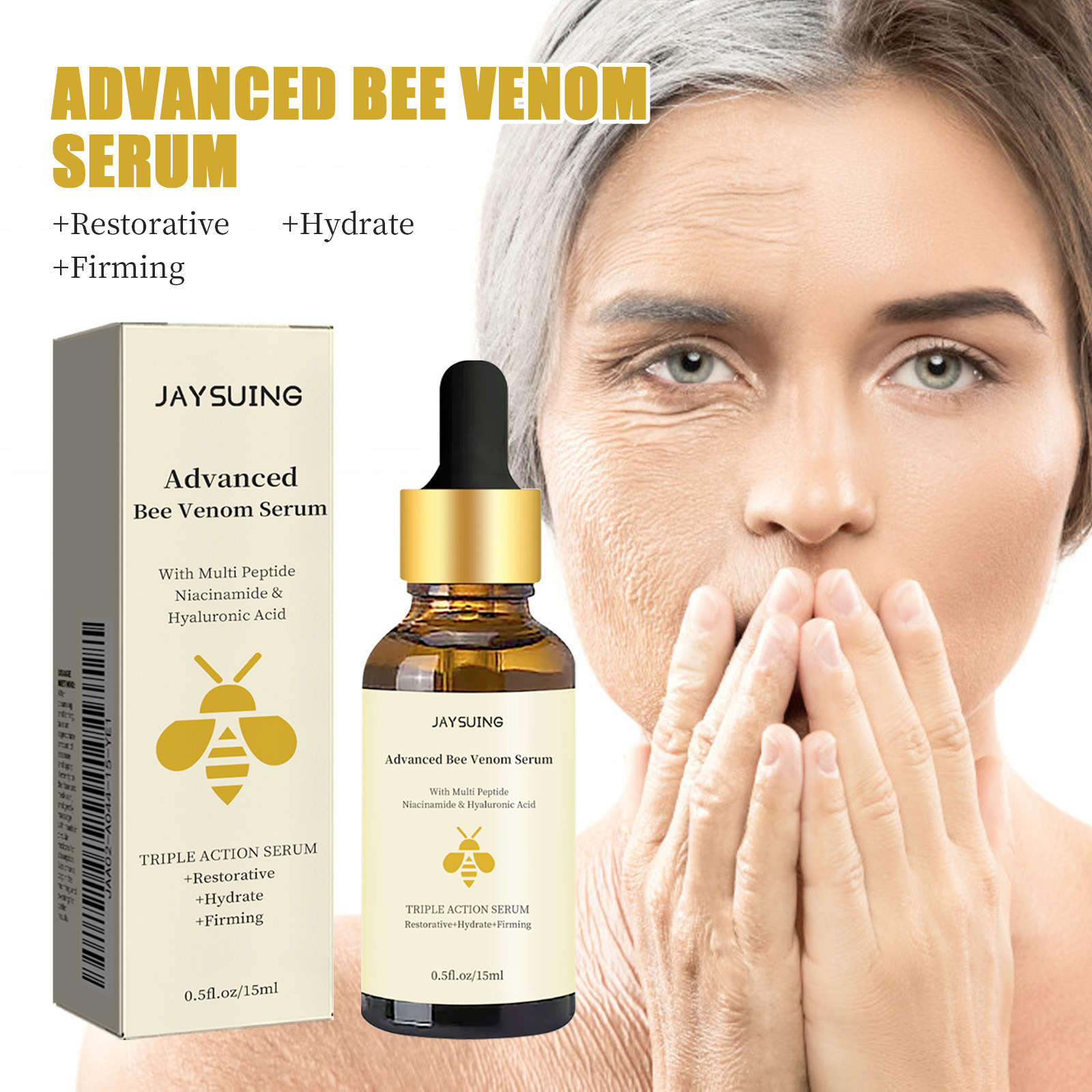 Bee Venom Serum Anti Wrinkle Essence Lightens Fine Lines Wrinkle Lines Dullness Nourishes and Firms Skin Moisturize Tighten Facial Skin Care
