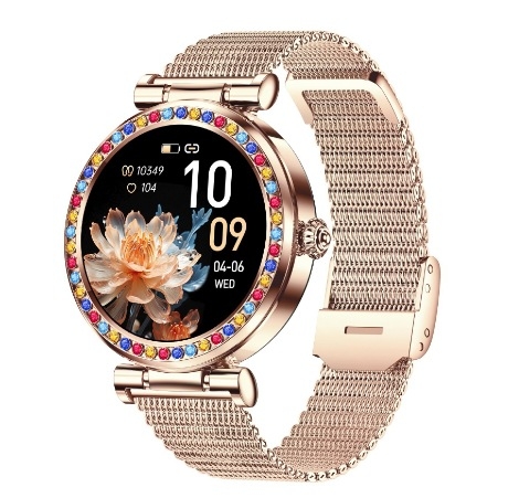 (Silver) Fashion Smart Watch Women Sport Fitness Watch Sleep Health Monitor Women Diamonds Smartwatch