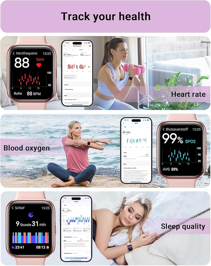 Smart Watch for Women Built-in 1.8 Touch Screen Fitness Watch with SpO2 Heart Rate Sleep Monitor