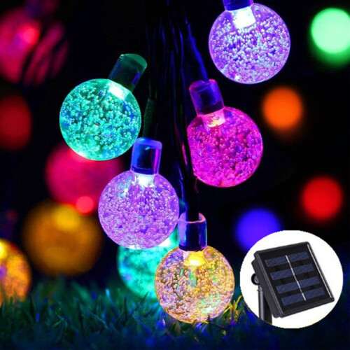 (White) 50 LED Crystal ball Solar Lamp Power String Fairy Lights Garden Outdoor