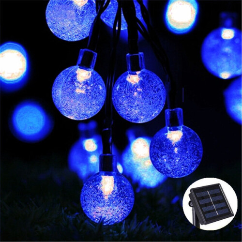 (White) 50 LED Crystal ball Solar Lamp Power String Fairy Lights Garden Outdoor