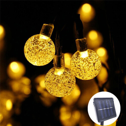 (White) 50 LED Crystal ball Solar Lamp Power String Fairy Lights Garden Outdoor