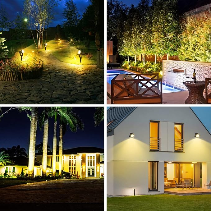 Solar Garden Spot Lights LED Lights Easy Install Waterproof 2 Model Warm White