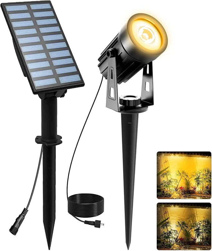 Solar Garden Spot Lights LED Lights Easy Install Waterproof 2 Model Warm White