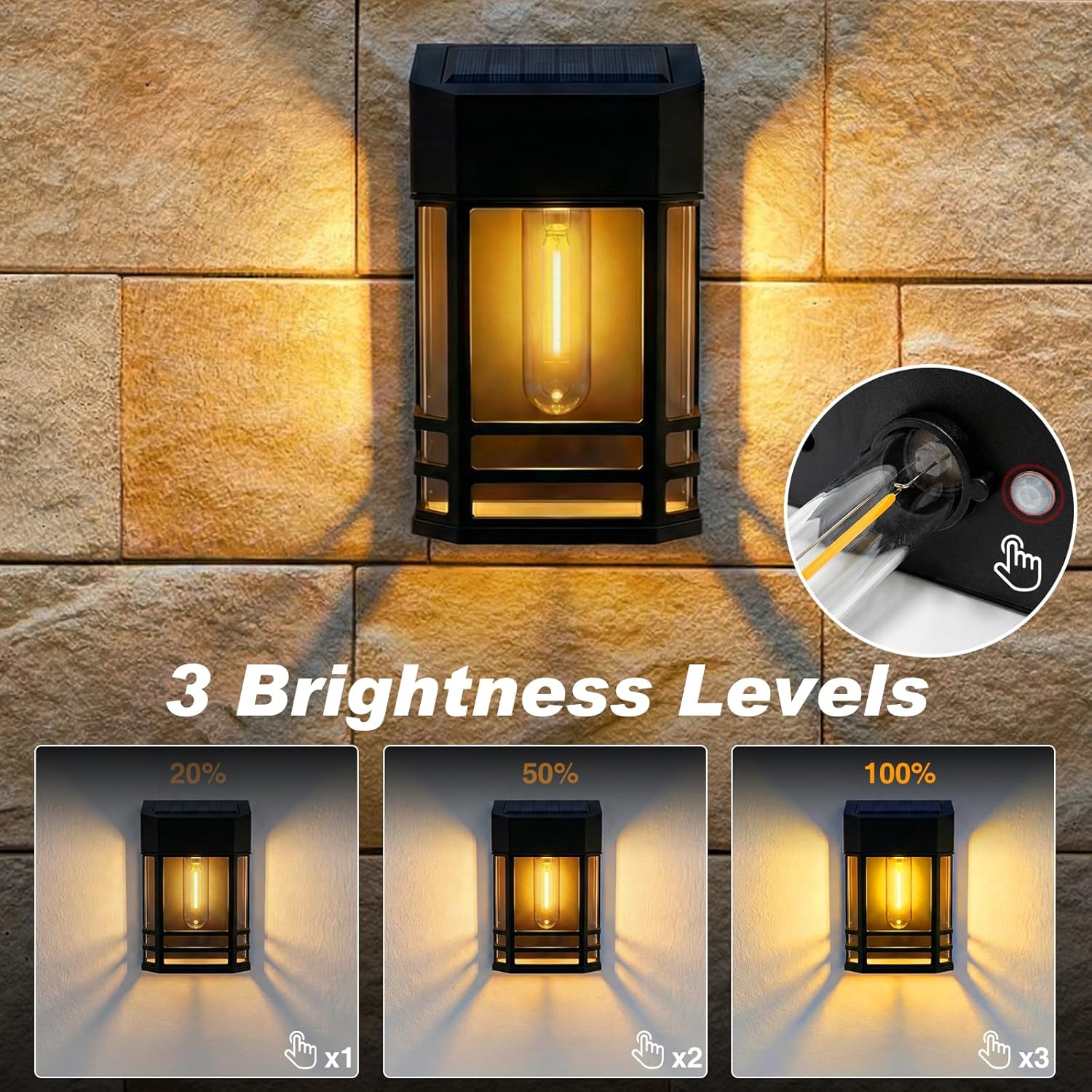 (4 pcs) Solar Fence Lights Outdoor Garden 6 Packs LED Retro Solar Wall Lights Outdoor Waterproof Auto On Off Fence Lights Solar Powered for Patio Decking Gate Yard 