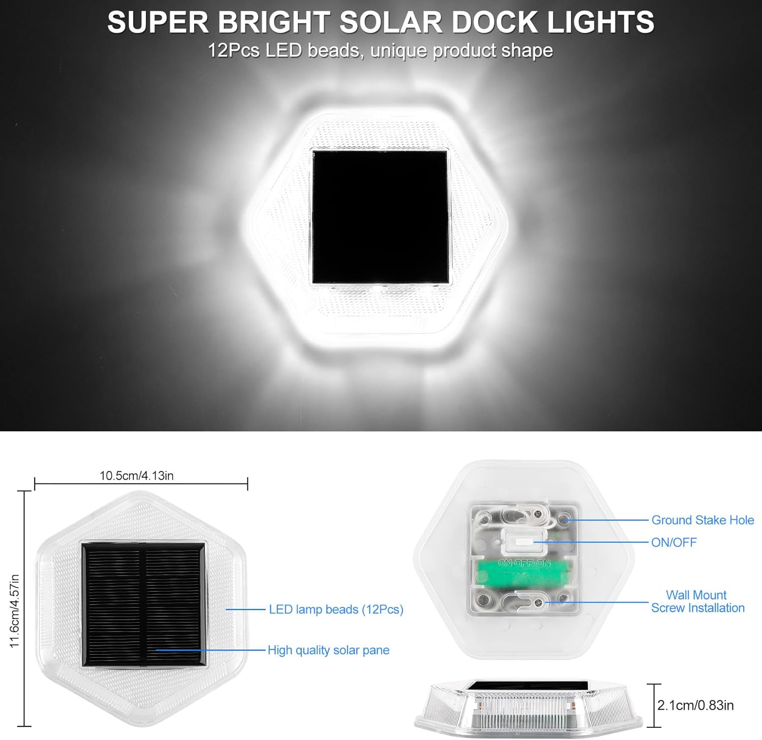  Solar Deck Lights Dusk Till Dawn Outdoor Lights Cool White Ground Lights Waterproof Step Light LED Disk Lighing for Garden Sidewalk Runway Fence Patio Pathway 