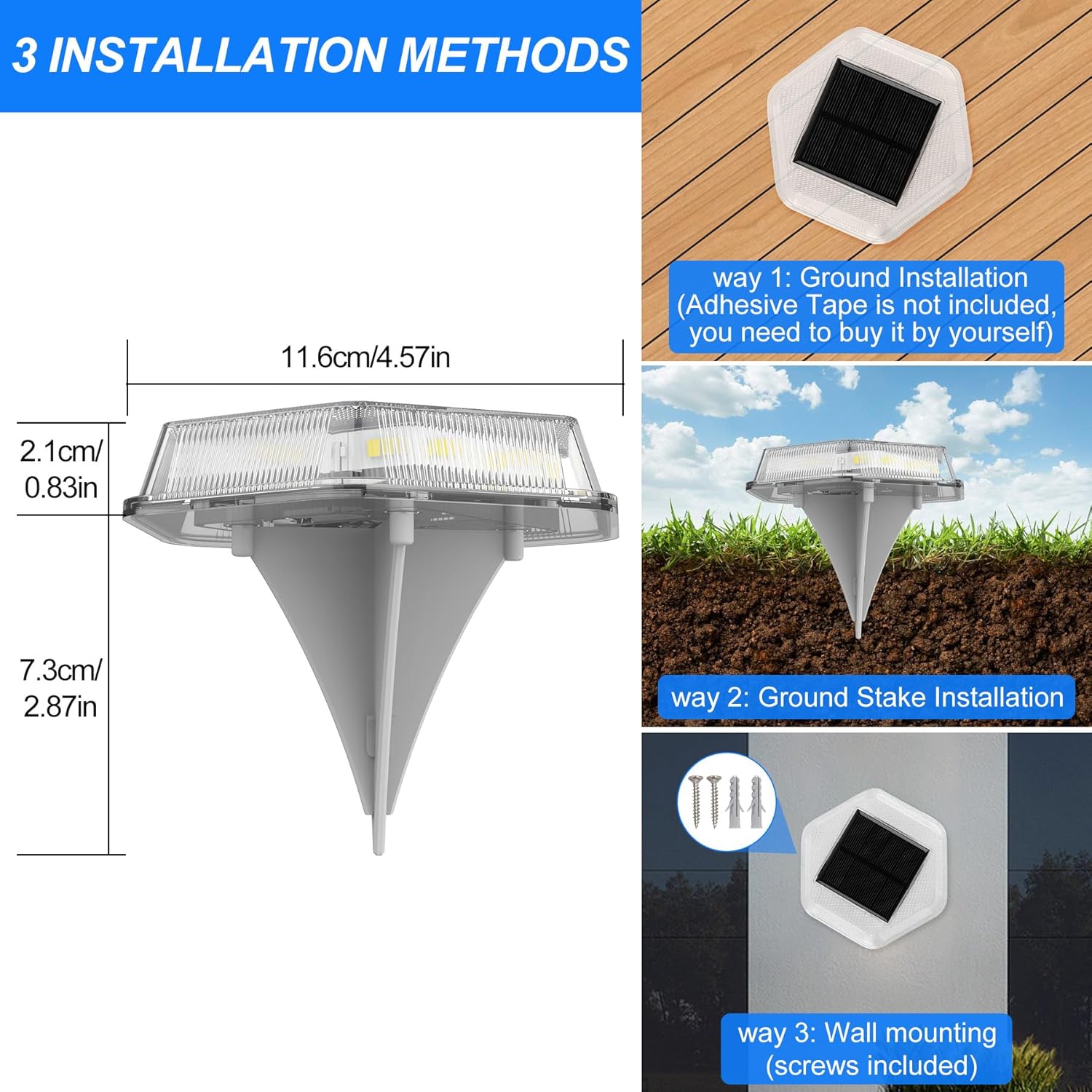  Solar Deck Lights Dusk Till Dawn Outdoor Lights Cool White Ground Lights Waterproof Step Light LED Disk Lighing for Garden Sidewalk Runway Fence Patio Pathway 