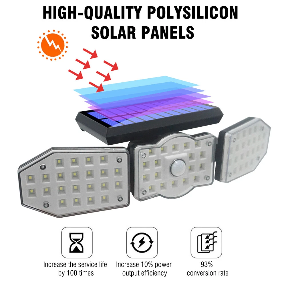 (2 PCS) 600W 62LED Solar Flood Light Motion Sensor Security Wall Street Yard Outdoor Lamp