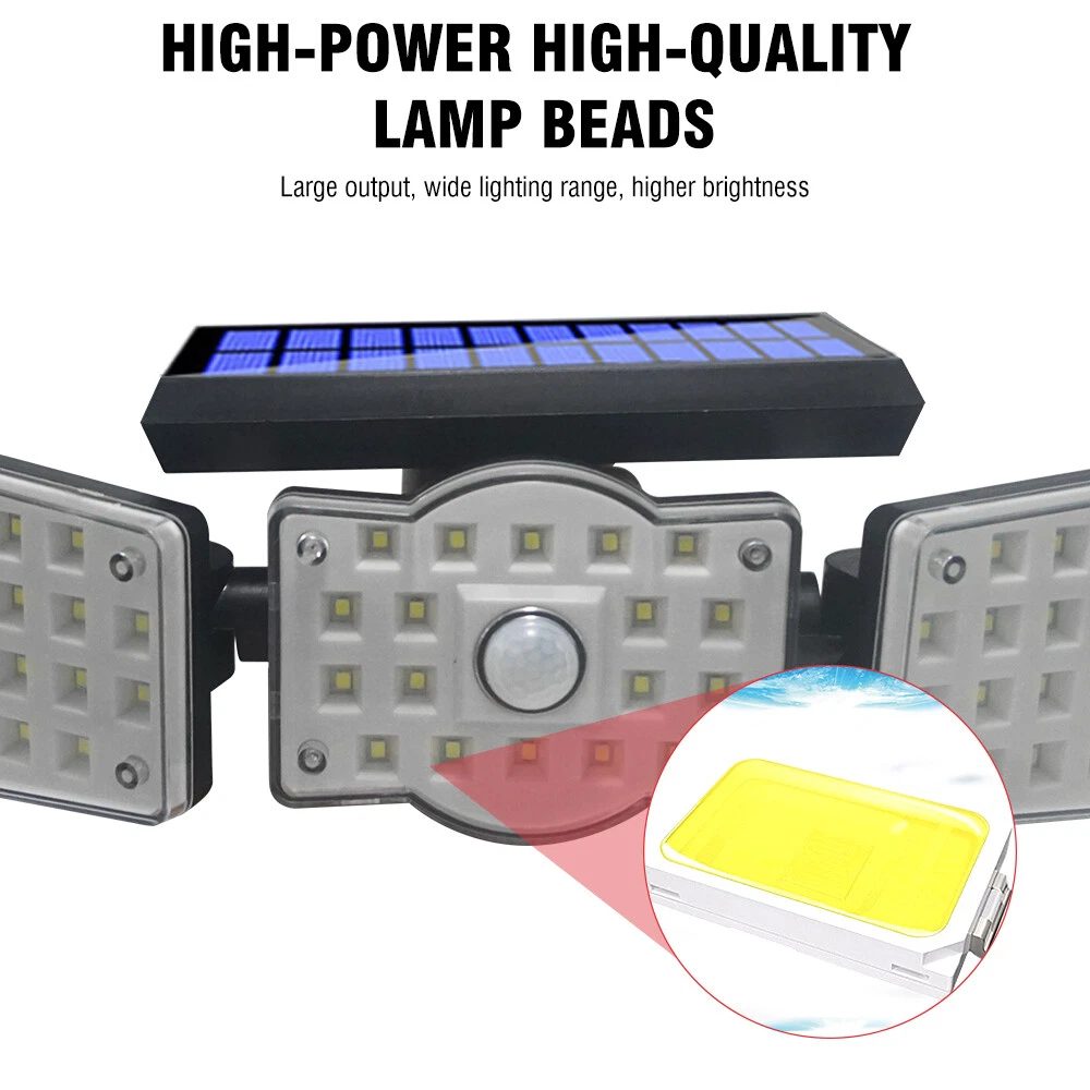 (2 PCS) 600W 62LED Solar Flood Light Motion Sensor Security Wall Street Yard Outdoor Lamp