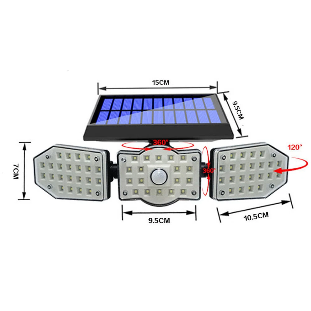 (2 PCS) 600W 62LED Solar Flood Light Motion Sensor Security Wall Street Yard Outdoor Lamp