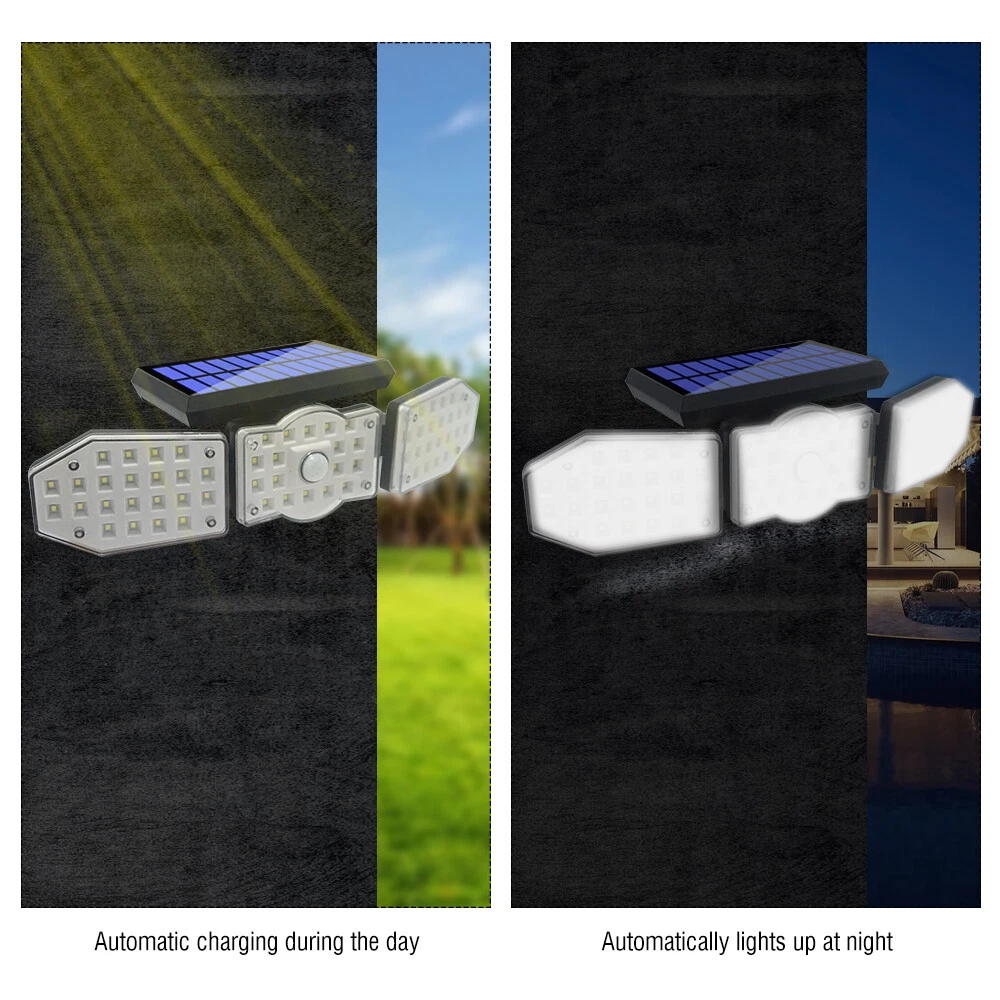 (2 PCS) 600W 62LED Solar Flood Light Motion Sensor Security Wall Street Yard Outdoor Lamp