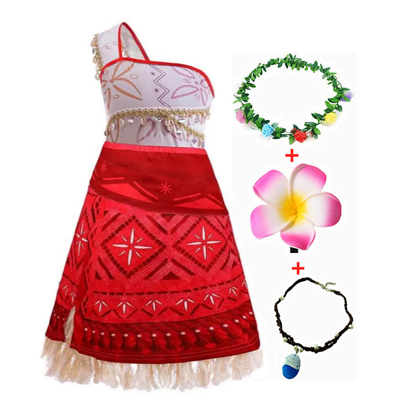 (120CM) Fancy Princess Dress Girls' Halloween Costume Girls' Dress-Up Clothes Toddler Children's Outfit with Accessories Necklace