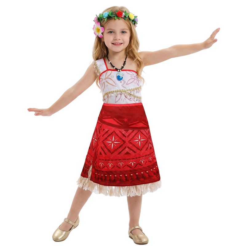(120CM) Fancy Princess Dress Girls' Halloween Costume Girls' Dress-Up Clothes Toddler Children's Outfit with Accessories Necklace