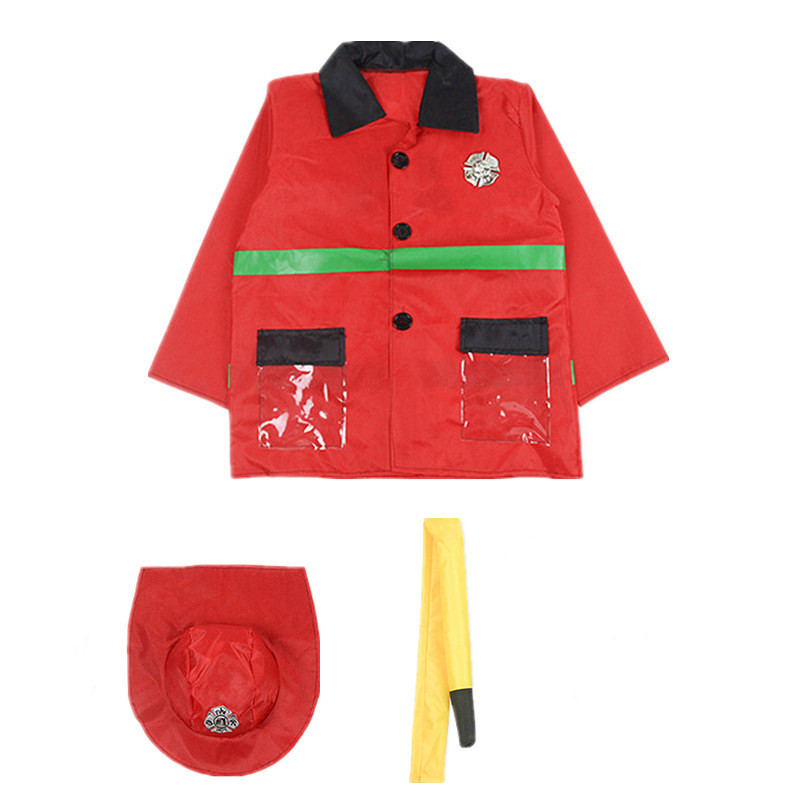 Toddler Firefighter Costume Halloween Cosplay Set with Water Gun Walkie Talkie Compass Whistle Playhouse Party Birthday Gift
