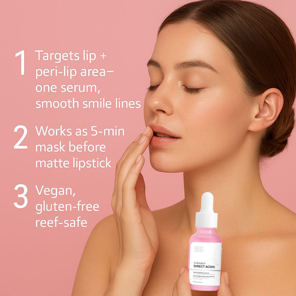 PHA 5 Percent Exfoliating Lip Serum For Smoothing Softening And Hydrating Dry Lips Daily Lip Care Treatment