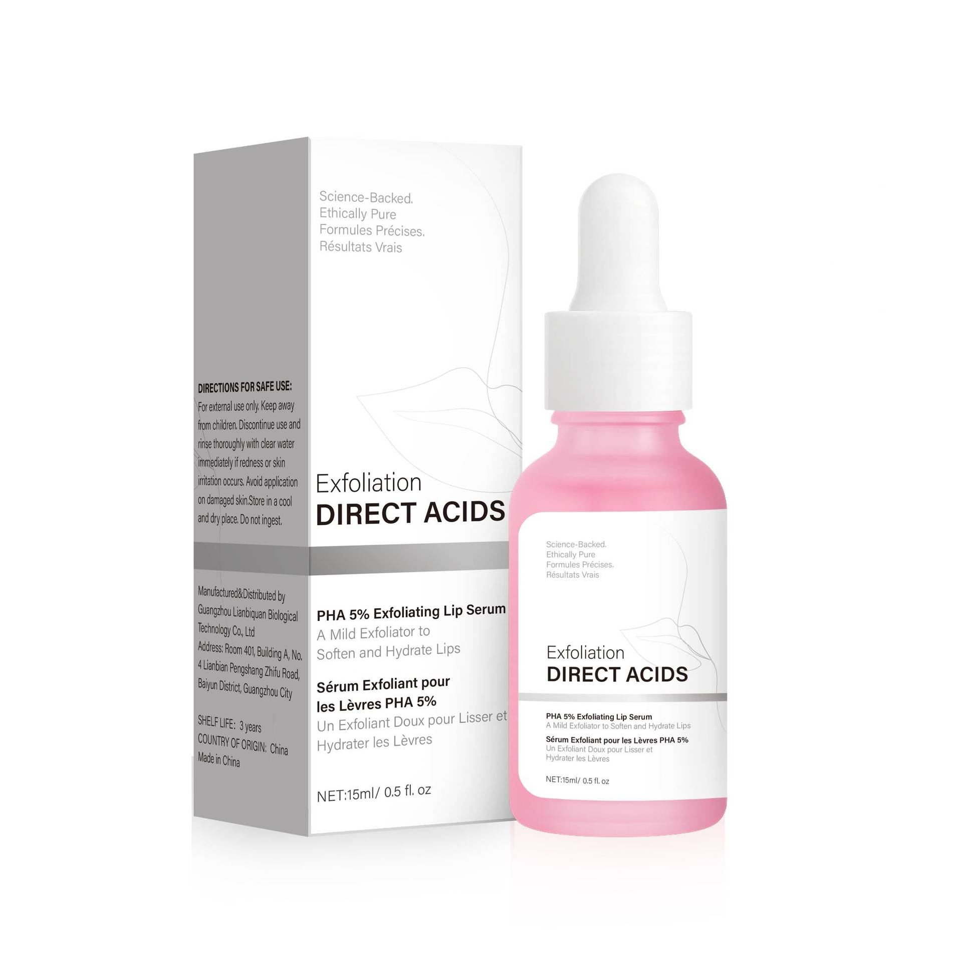 PHA 5 Percent Exfoliating Lip Serum For Smoothing Softening And Hydrating Dry Lips Daily Lip Care Treatment