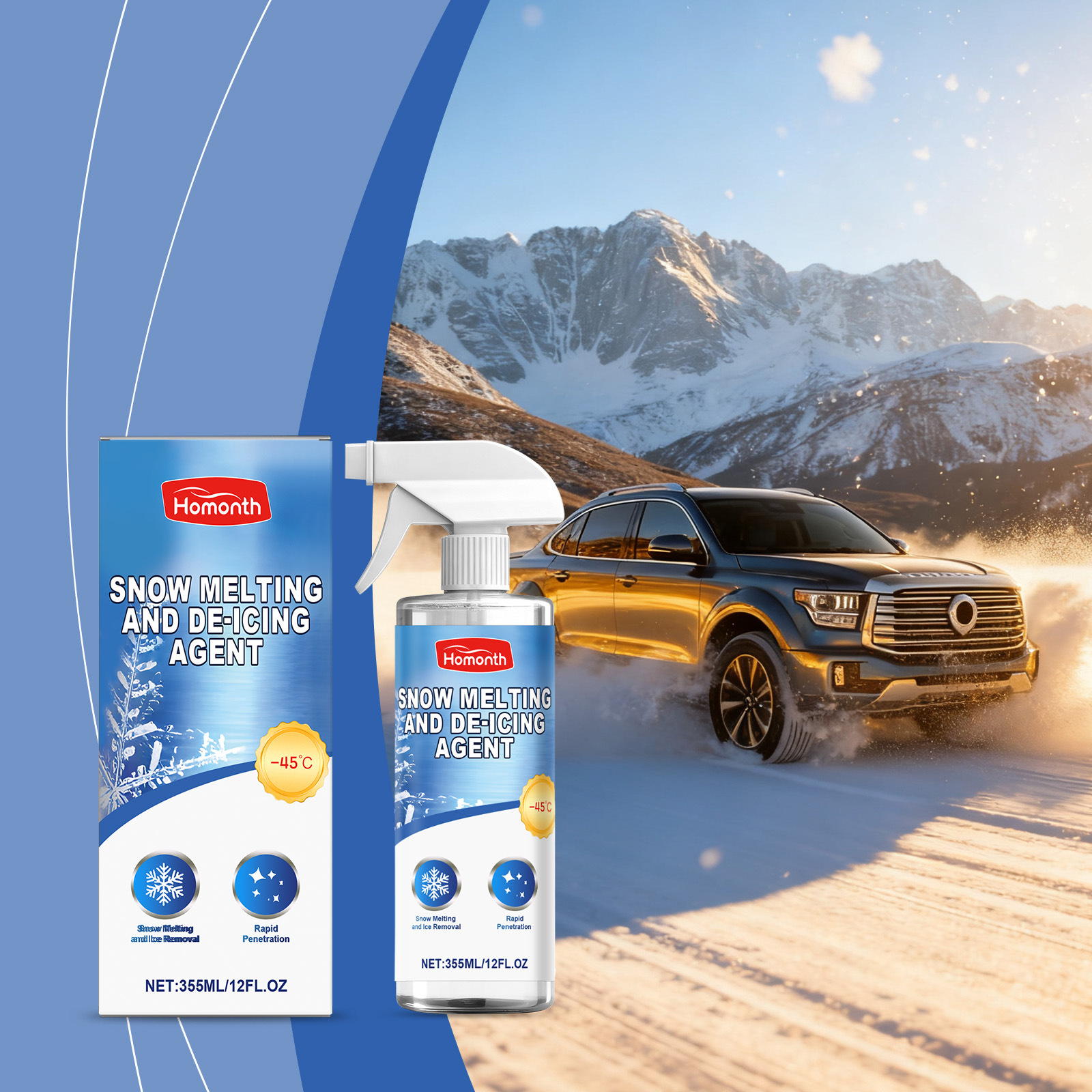Windshield De Icer Spray For Fast Ice Snow Removal And Frost Defense Convenient Winter Car Care Solution