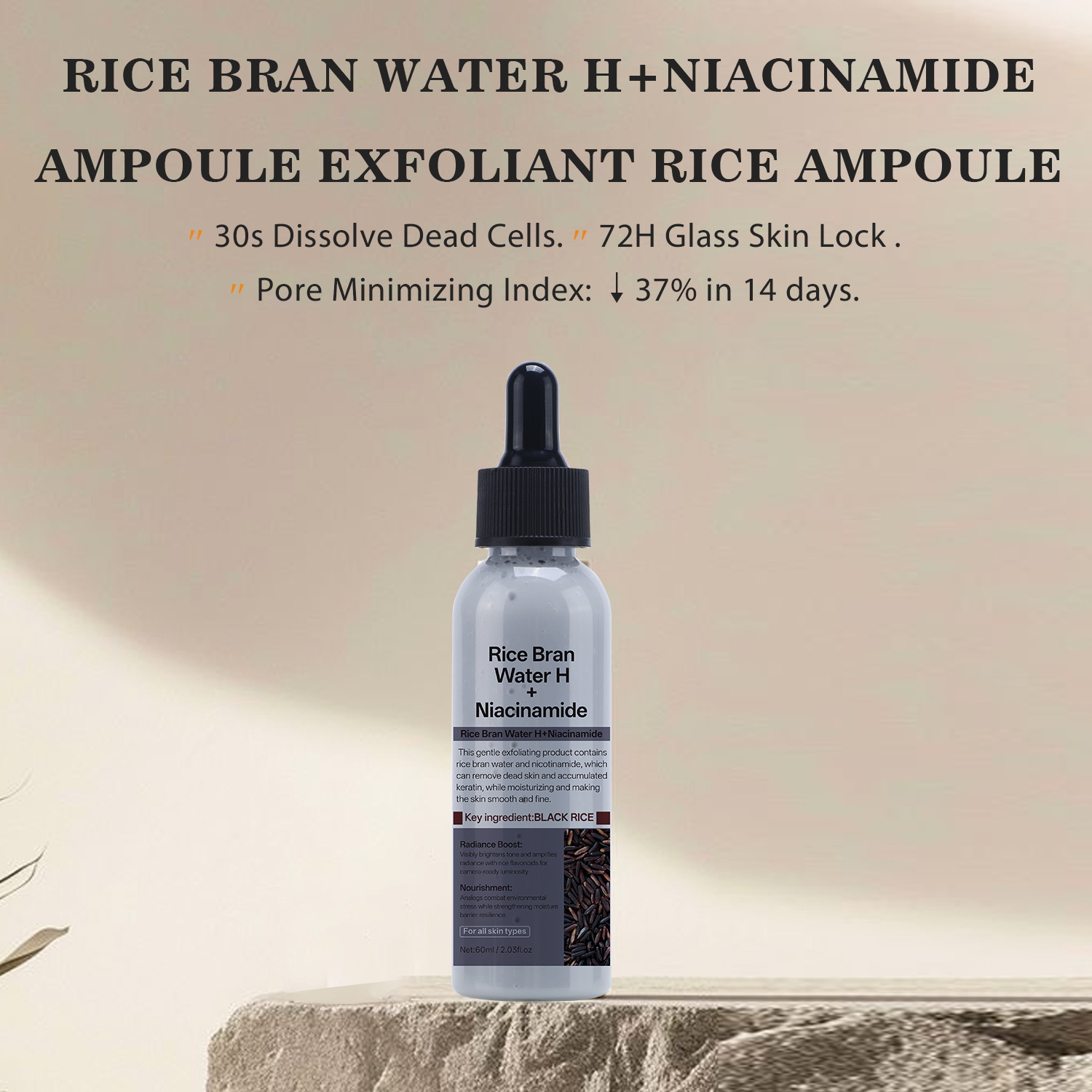 Rice Bran Water Niacinamide Ampoule Exfoliating Hydrating Brightening Daily Face Essence Serum