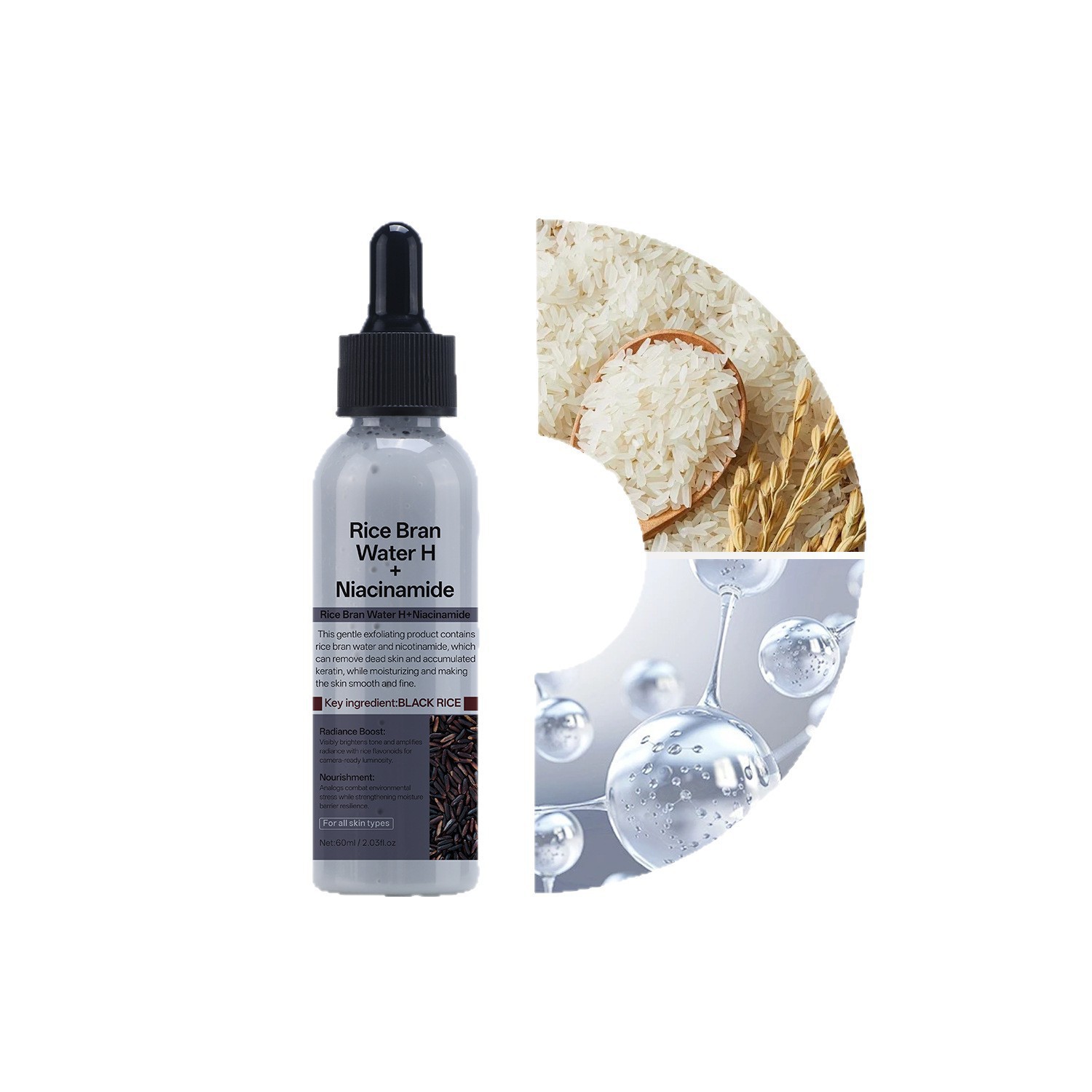 Rice Bran Water Niacinamide Ampoule Exfoliating Hydrating Brightening Daily Face Essence Serum
