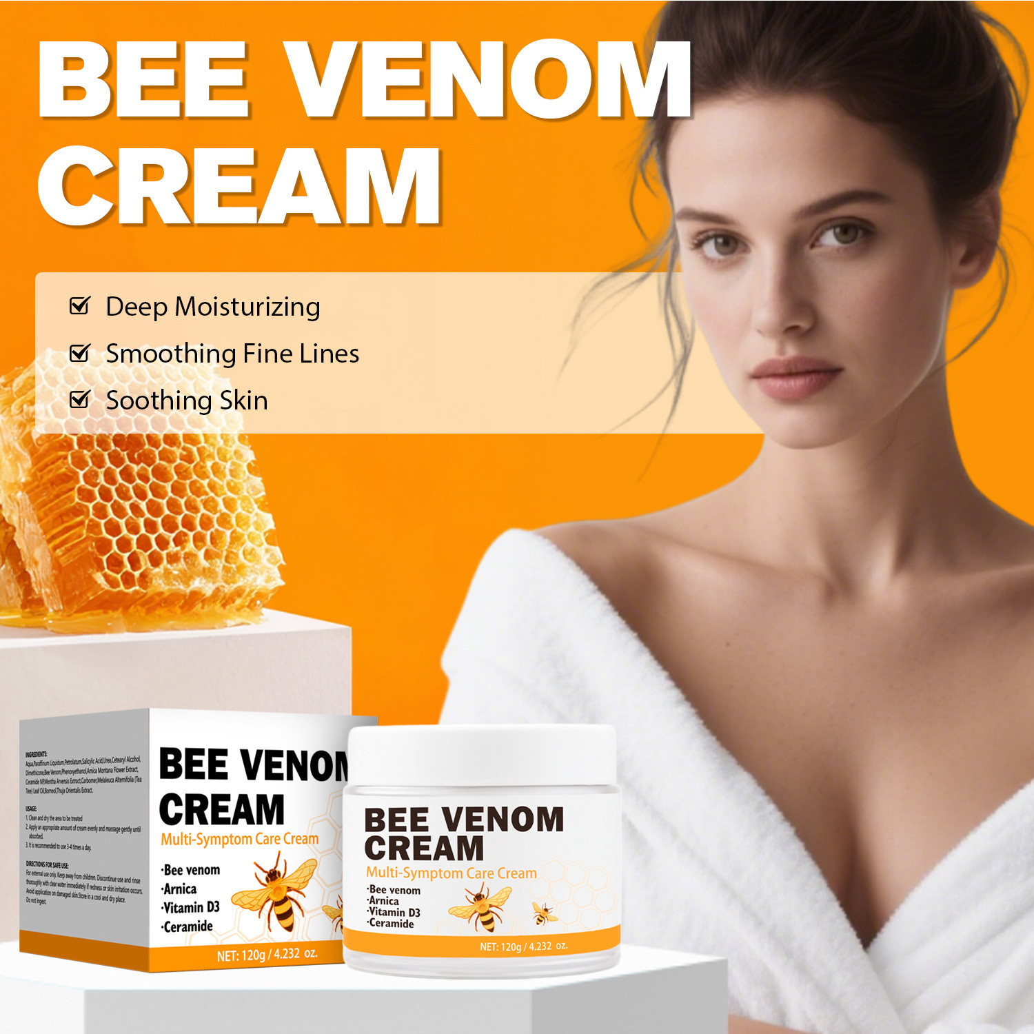 Bee Venom Multi Effect Face Cream Gentle Hydrating Nourishing Smoothing Brightening Daily Moisturizer