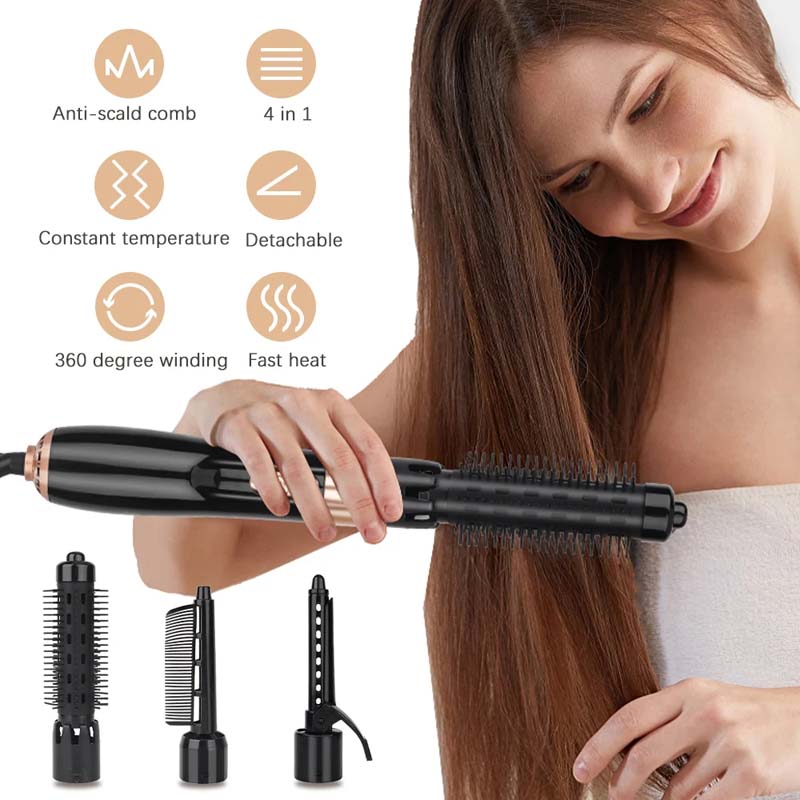 4 In 1 Professional Electric Hair Dryer Blow Dryer Hair Curling Straightener Iron Rotating Brush Hairdryer Hair Styling Tools