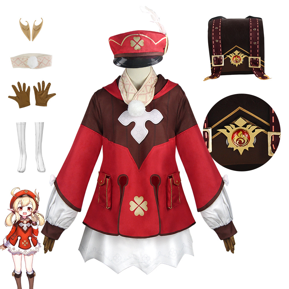 (XXL) Klee Cos Outfit Genshin Impact Loli Cosplay Anime Role Play Costume Halloween Performance Wear