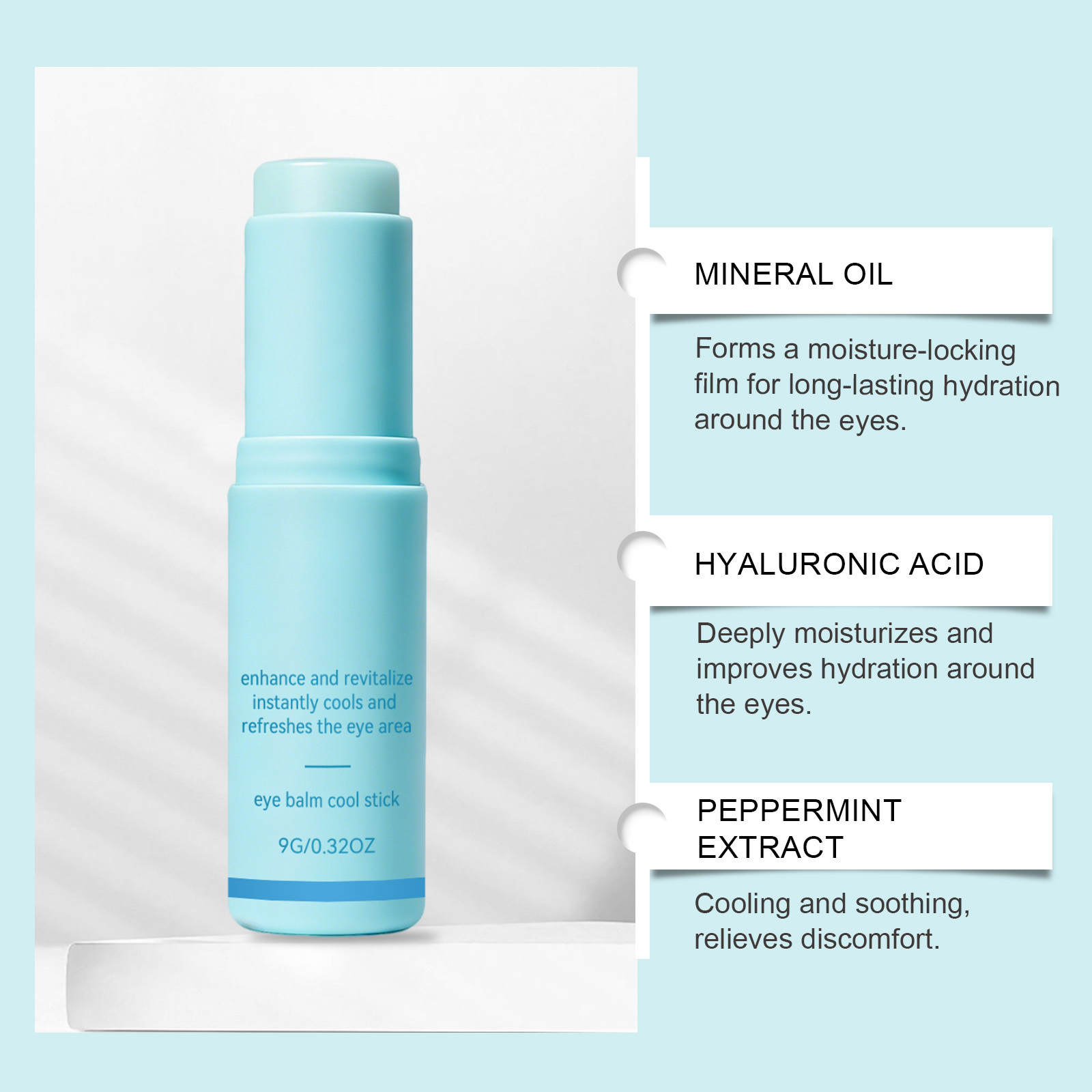 Moisturizing Eye Cream Stick Refreshing Soft Mild Hydrating Light Comfortable Convenient Smoothing Caring Periorbital Skin