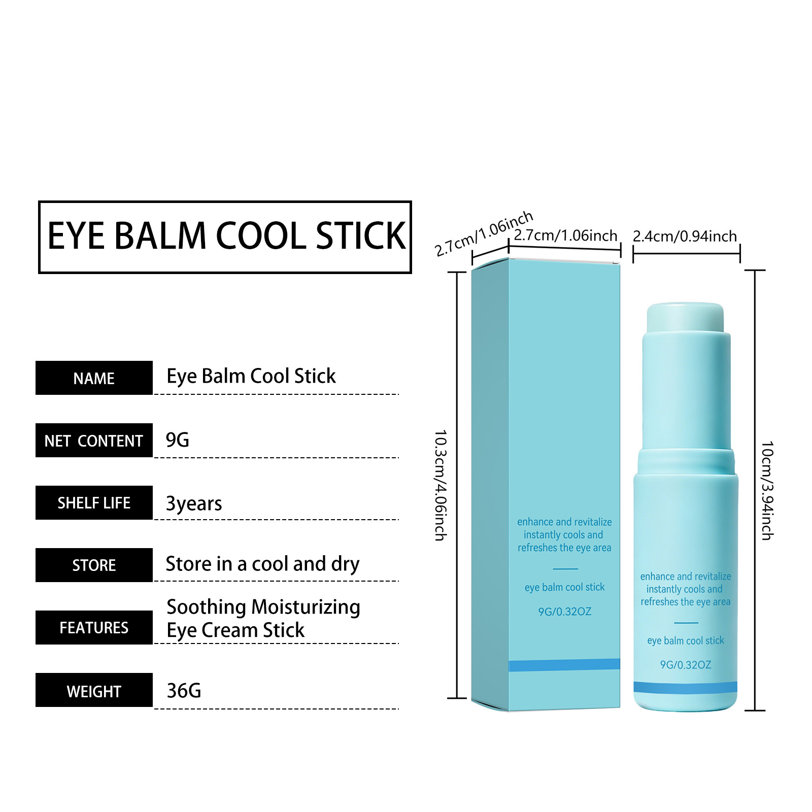 Moisturizing Eye Cream Stick Refreshing Soft Mild Hydrating Light Comfortable Convenient Smoothing Caring Periorbital Skin