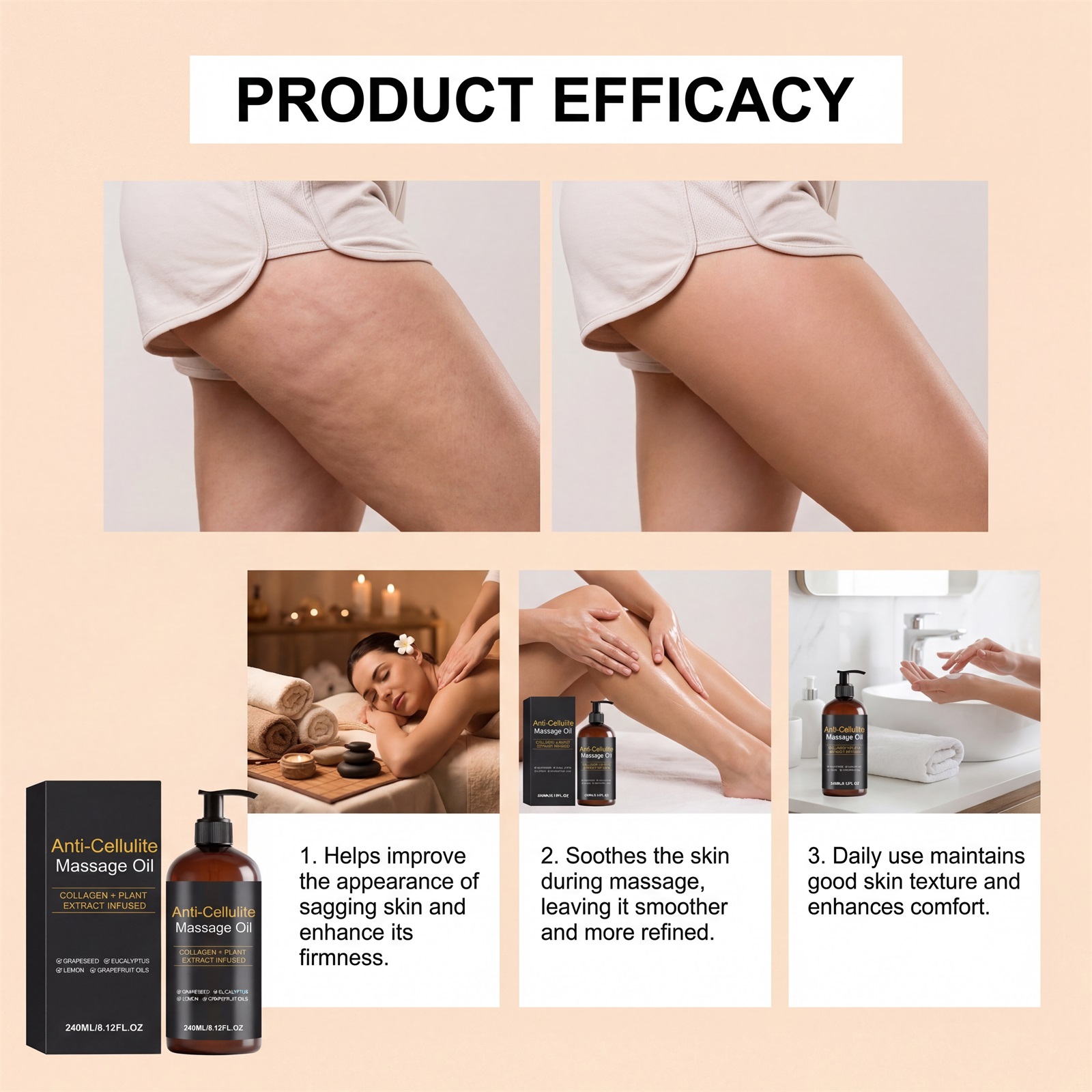 Skin Massage Oil Mild Refreshing Moisturizing Daily Delicate Glossy Elastic Tender Body Skin Care Liquid
