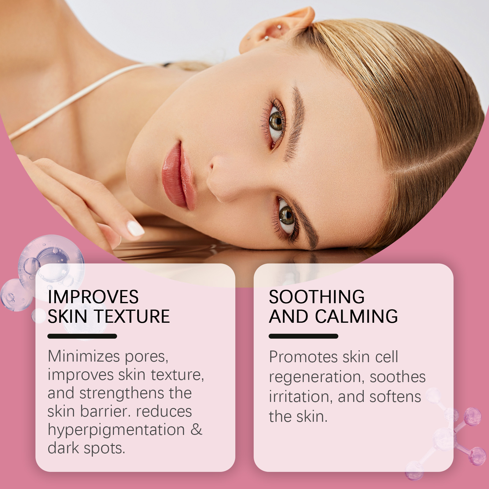 Nicotinamide Moisturizing Essence Liquid Hydrating Nourishing Refreshing Absorbable Soft Smooth Facial Skin Care Serum Product Gentle Massage