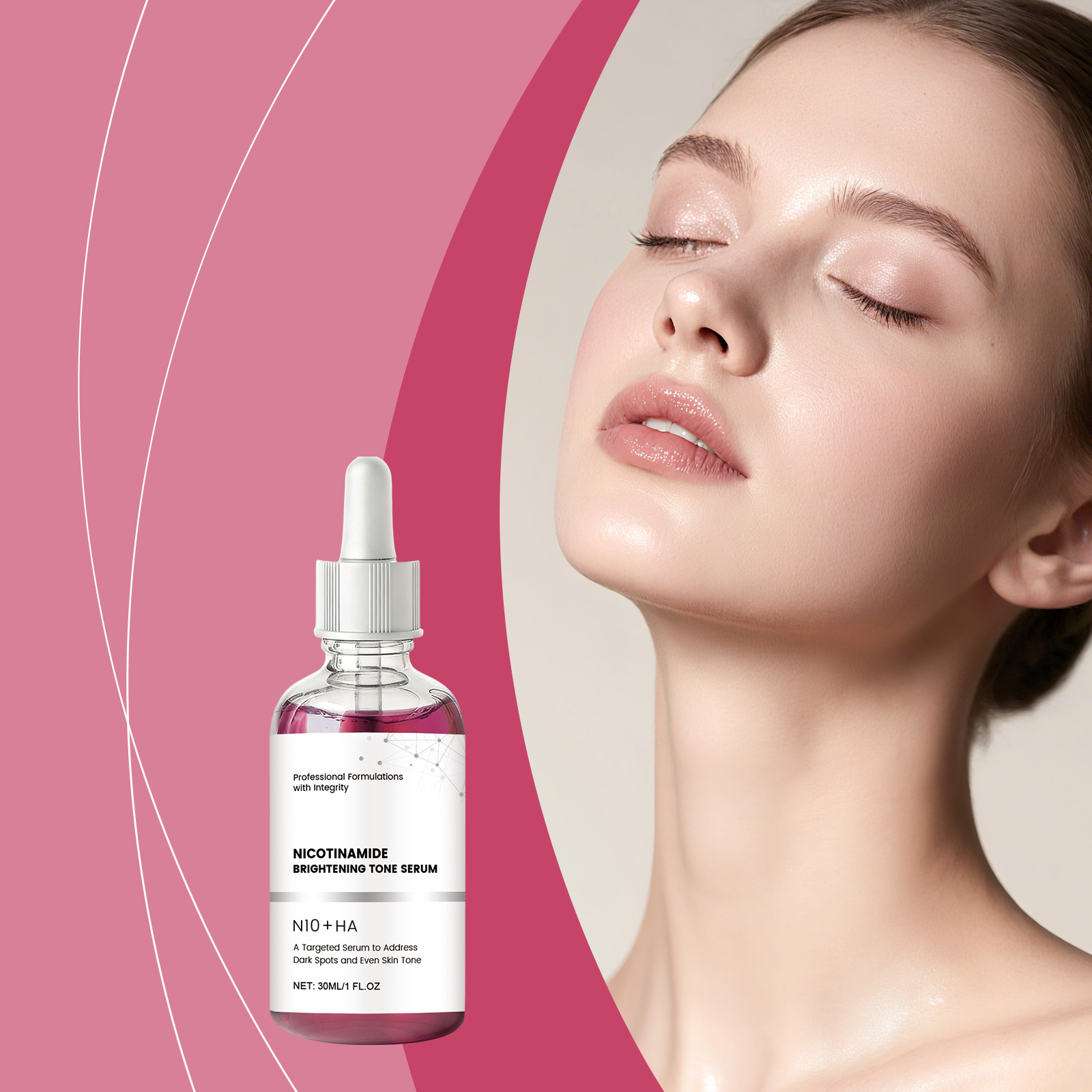Nicotinamide Moisturizing Essence Liquid Hydrating Nourishing Refreshing Absorbable Soft Smooth Facial Skin Care Serum Product Gentle Massage