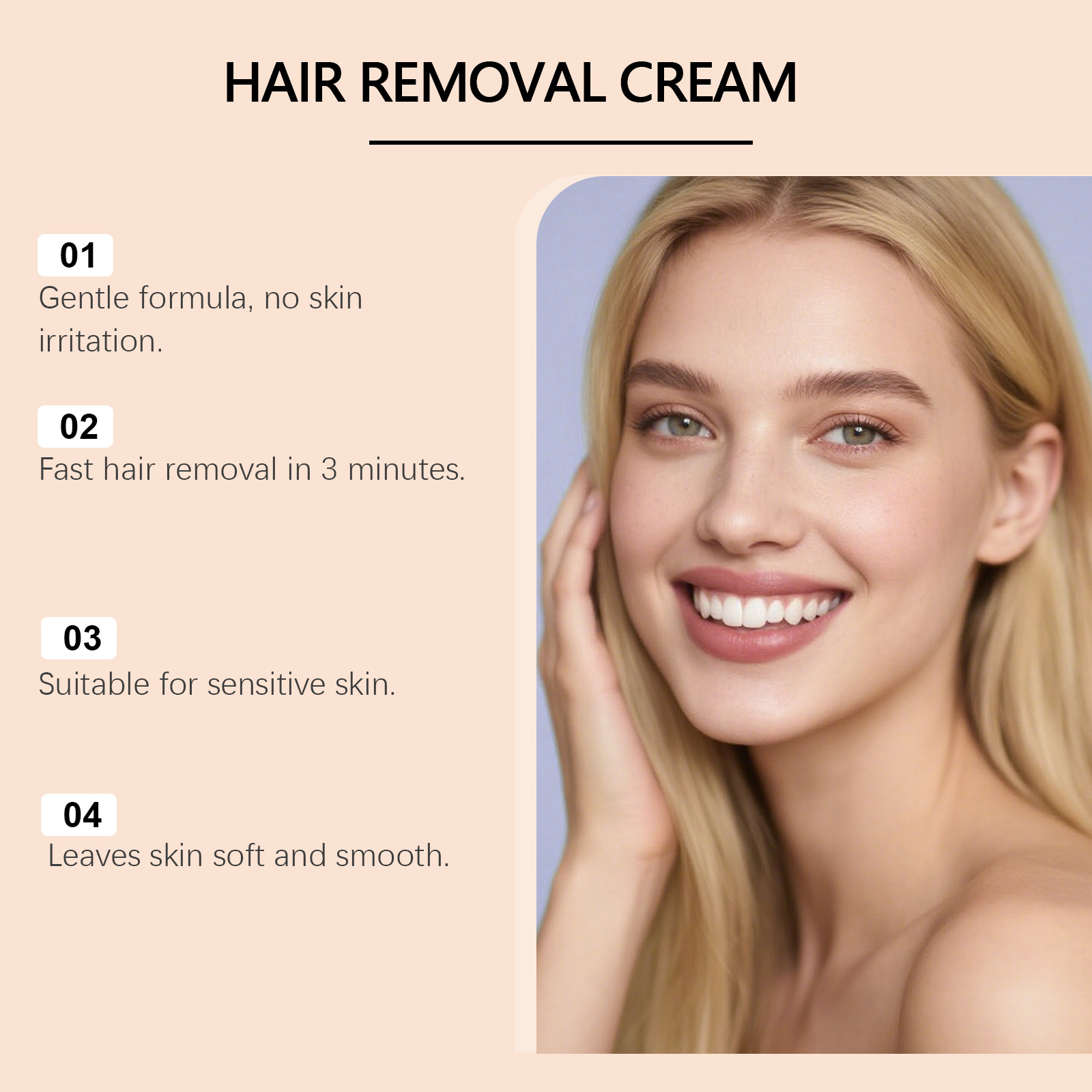 Moisturizing Facial Hair Removal Cream Soft Smooth Skin Friendly Daily Clean Care For Fine Facial Hair Surface Cleansing