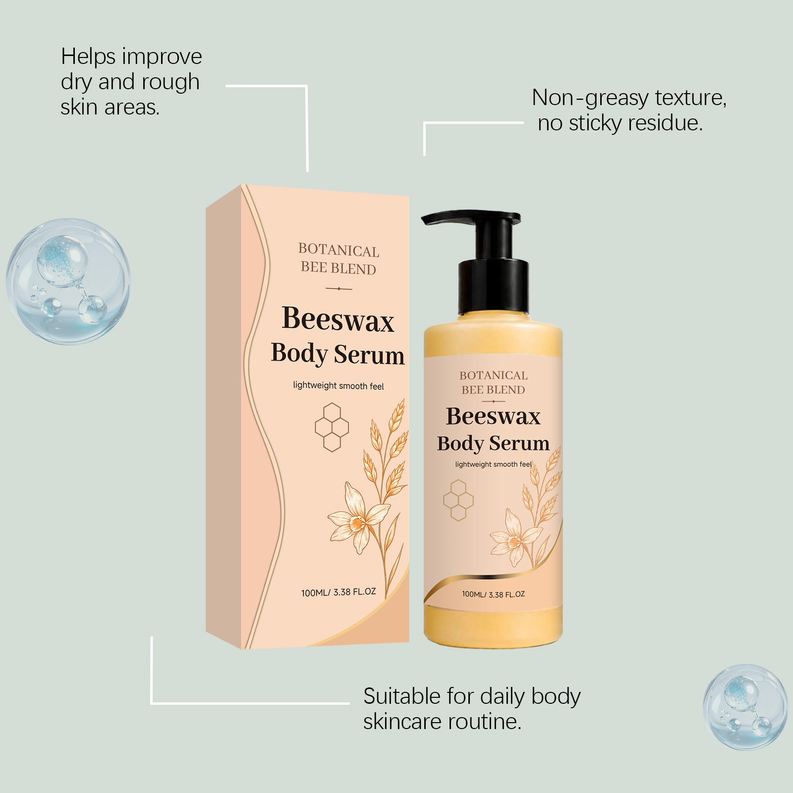Beeswax Moisturizing Body Essence Soft Glowing Light Absorb Mild Nourish Whole Body Use