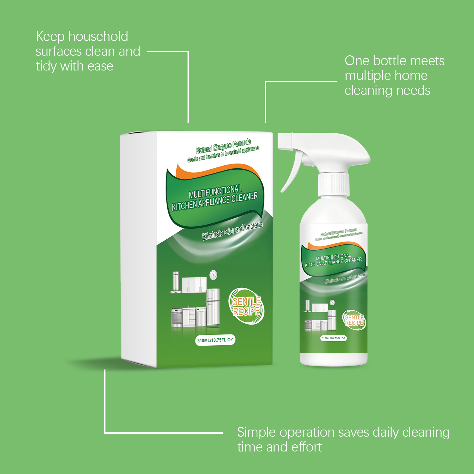 Household Appliance Cleaner Daily Tough Grease Remove Shine Kitchen Stove Wash Liquid Care