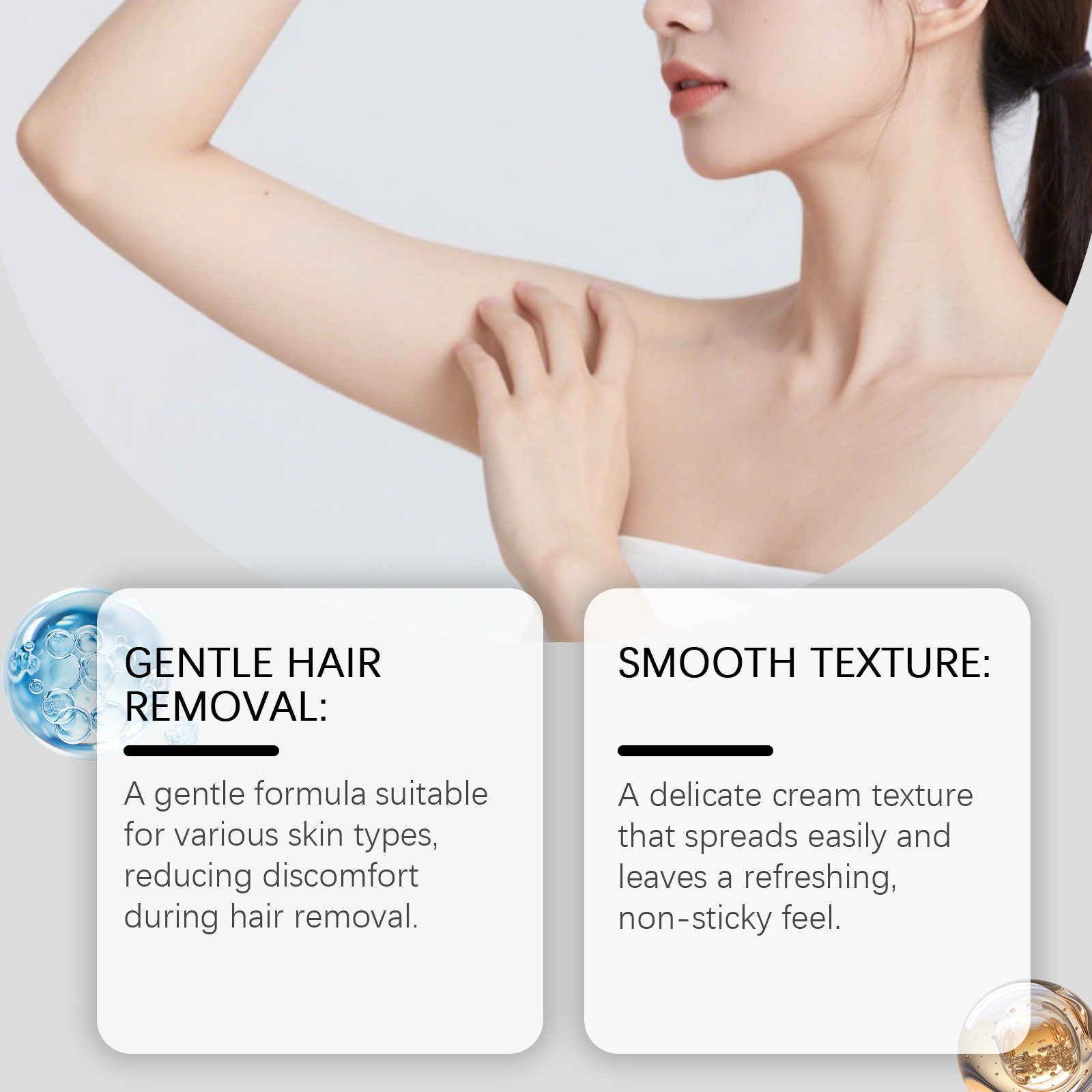 Smooth Hair Removal Cream Soft Silky Gentle Refreshing Clean Care Body Skin
