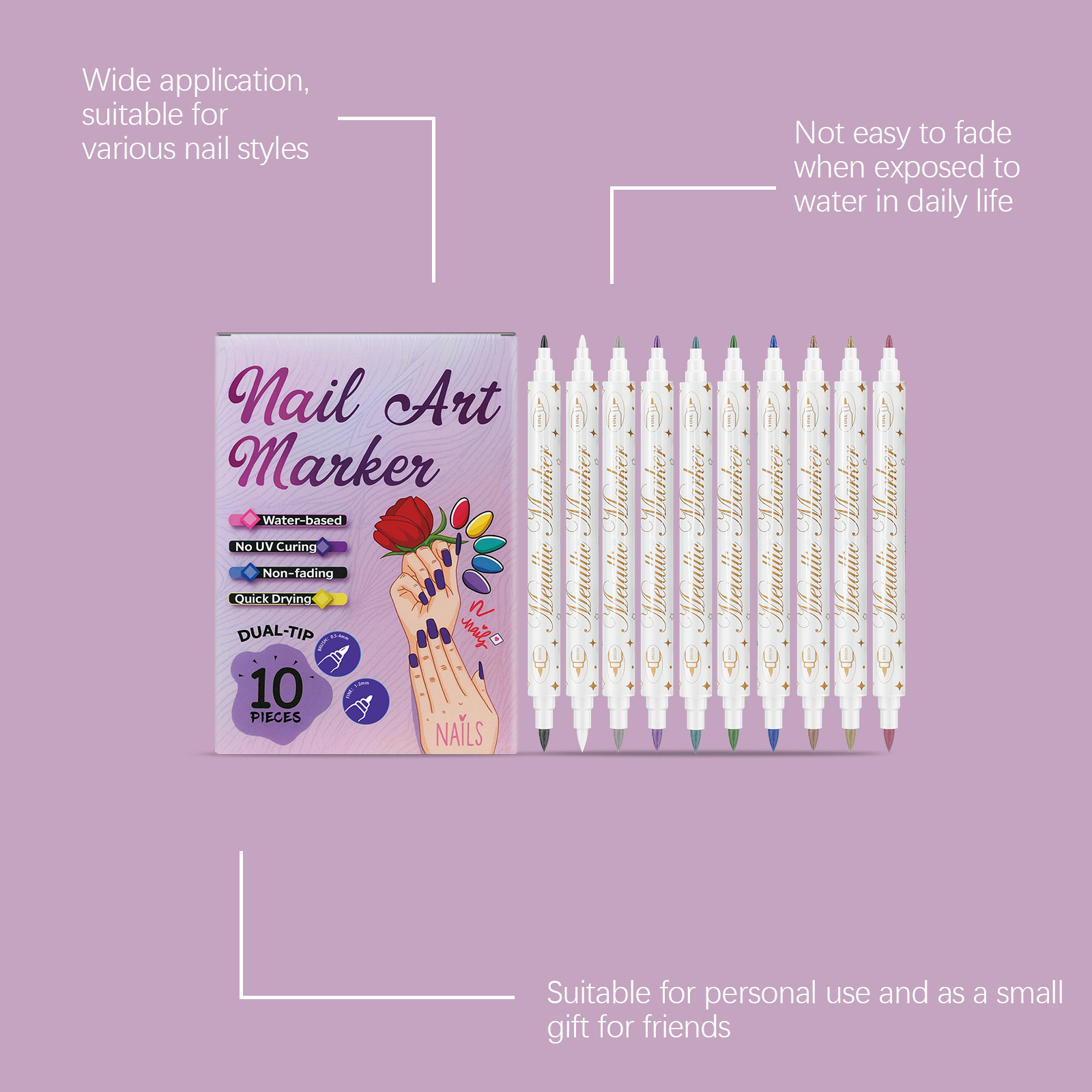 Nail Art Marker Pen Rich Vivid Color Easy Coloring Beginner Fashion Creative Nail Tool