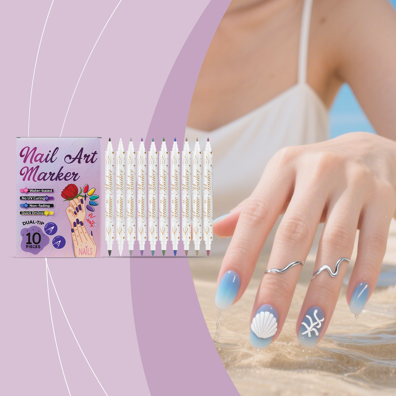 Nail Art Marker Pen Rich Vivid Color Easy Coloring Beginner Fashion Creative Nail Tool
