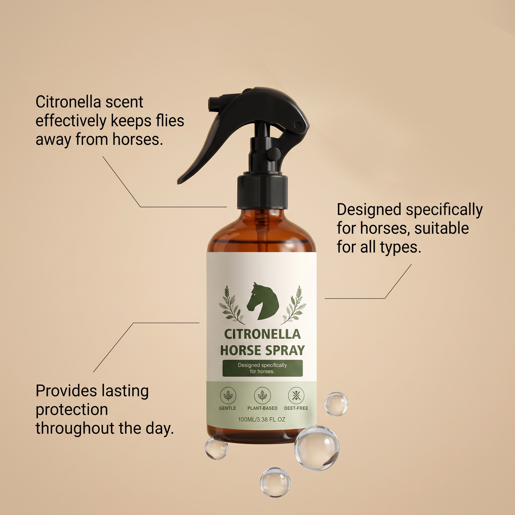 Citronella Insect Repellent Spray For Horse Mild Fur Cleansing Daily External Clean Care Portable
