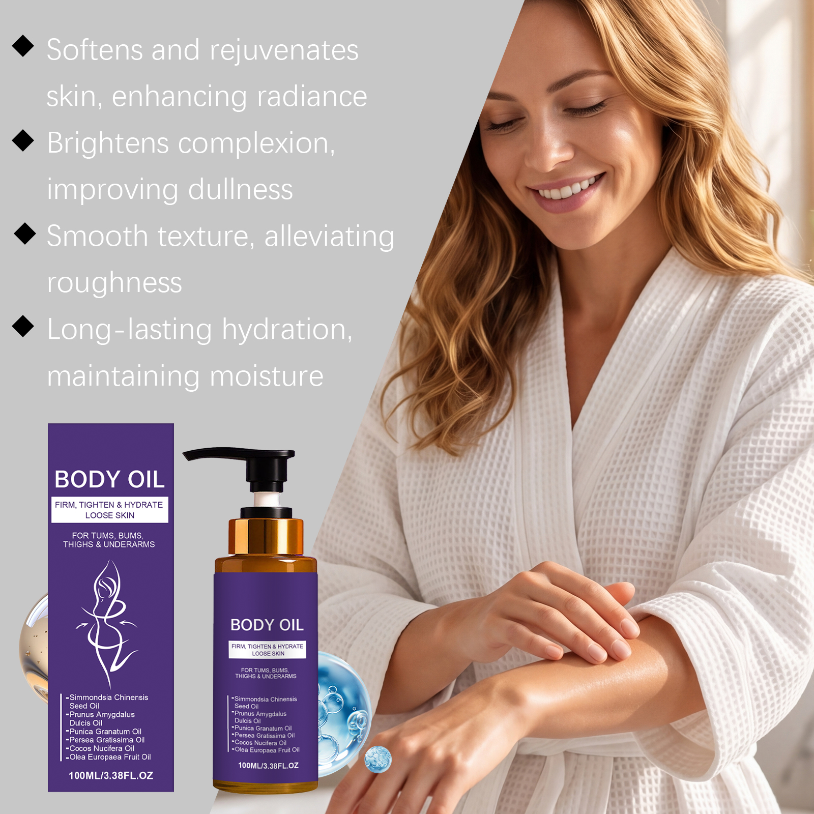 Body Care Oil Infused Various Fruit Extracts Soft Aroma Smooth Texture Hydrate Moisturize Full Body Skin